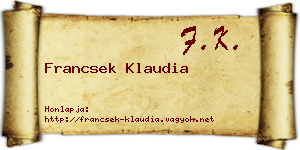 Francsek Klaudia névjegykártya